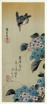 fisher girl Painting - hydrangea and kingfisher Utagawa Hiroshige Ukiyoe